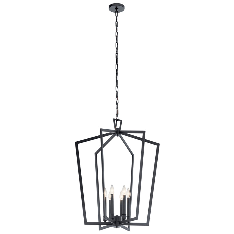 Kichler 43495BK Six Light Foyer Pendant, Black