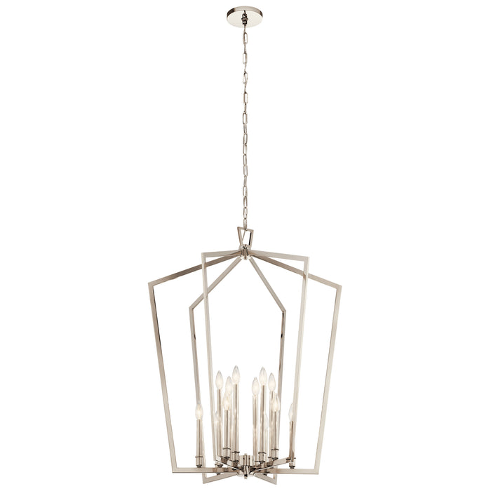 Kichler 43496PN 12 Light Foyer Chandelier, Polished Nickel