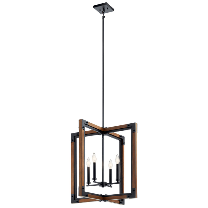 Kichler 44044AUB Four Light Foyer Pendant, Auburn Stained
