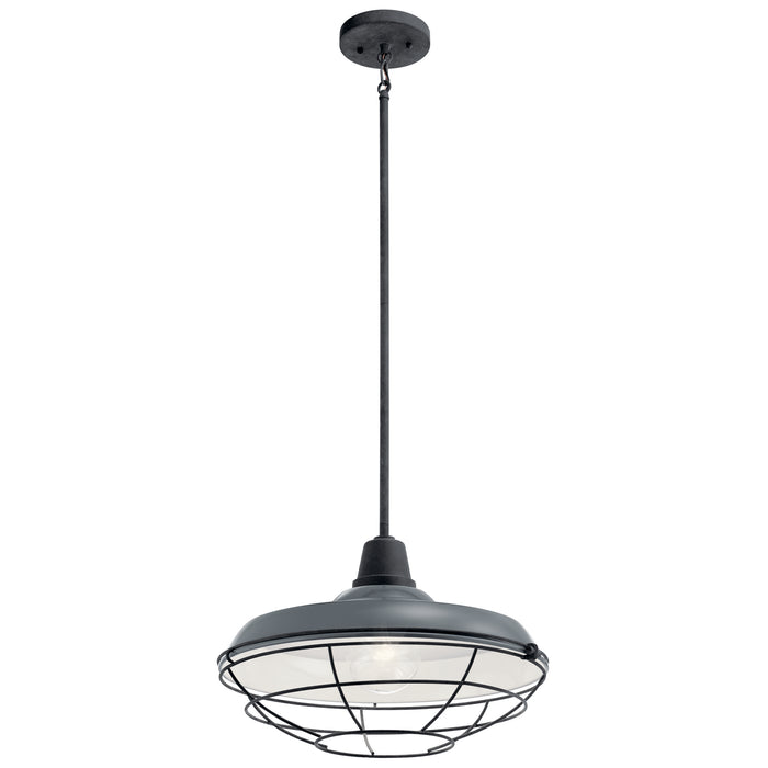 Kichler 49993GG Pier One Light Outdoor Pendant/Semi Flush, Gloss Grey Main Image.jpg