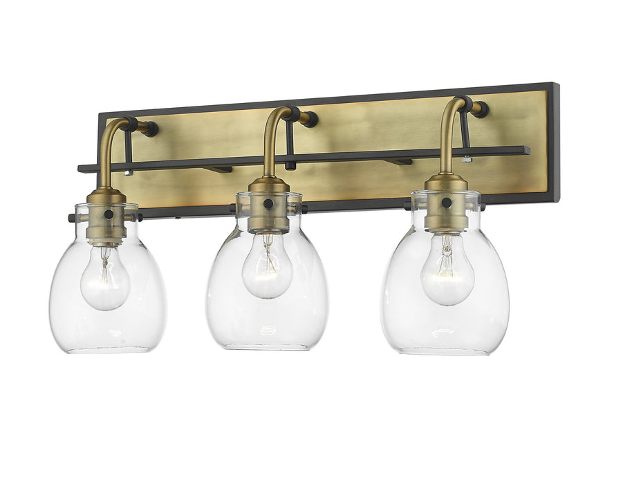 Z-Lite 466-3V-MB-OBR Kraken Three Light Vanity, Matte Black / Olde Brass Alternate Image 2.jpg