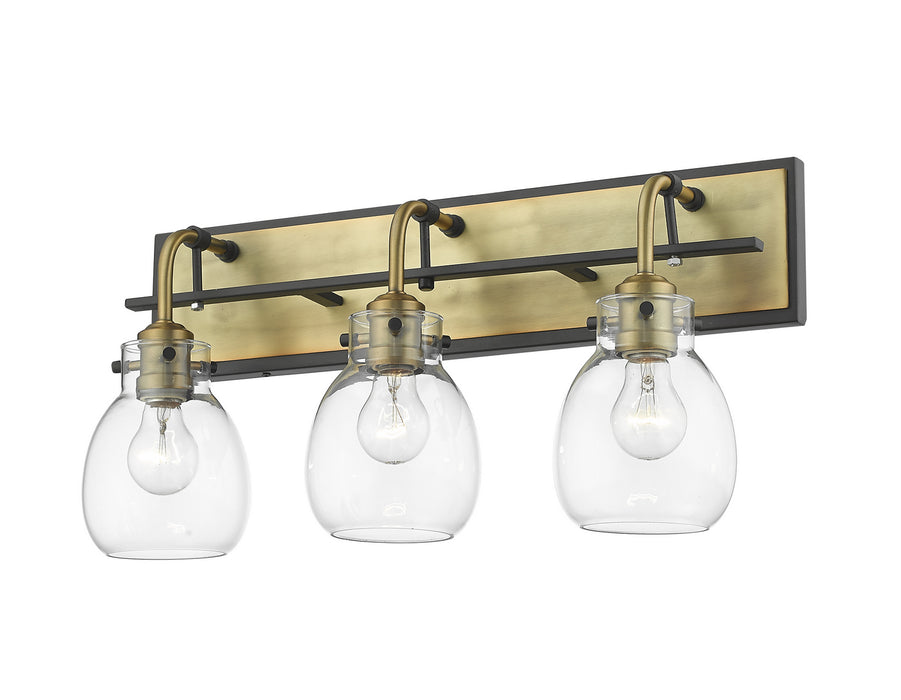 Z-Lite 466-3V-MB-OBR Kraken Three Light Vanity, Matte Black / Olde Brass Alternate Image 3.jpg