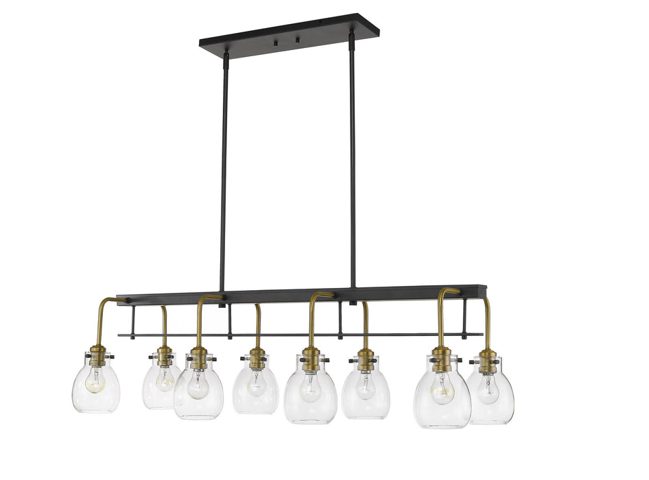 Z-Lite 466-8L-MB-OBR Kraken Eight Light Island Pendant, Matte Black / Olde Brass Alternate Image 4.jpg