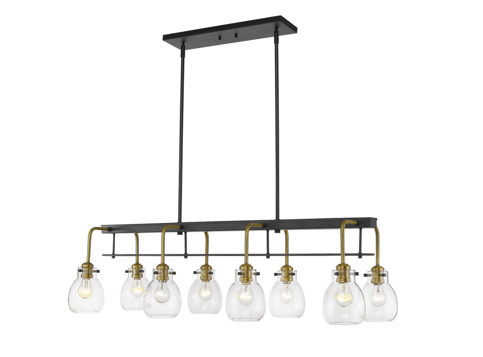 Z-Lite 466-8L-MB-OBR Kraken Eight Light Island Pendant, Matte Black / Olde Brass Main Image.jpg