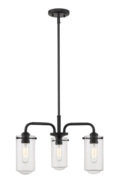 Z-Lite 471-3MB Delaney Three Light Chandelier, Matte Black Main Image.jpg