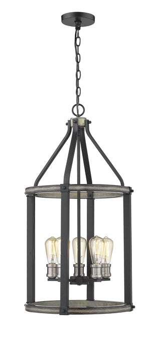 Z-Lite 472-5P-ABB Kirkland Five Light Pendant, Ashen Barnboard Main Image.jpg