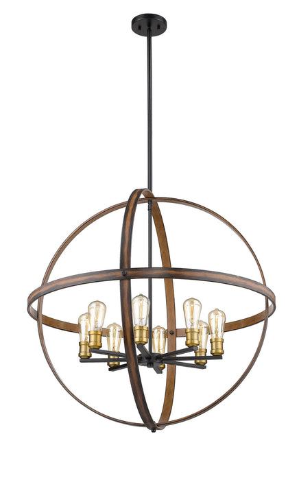 Z-Lite 472B32-RM Kirkland Eight Light Pendant, Rustic Mahogany Alternate Image.jpg