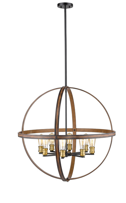 Z-Lite 472B32-RM Kirkland Eight Light Pendant, Rustic Mahogany Alternate Image 2.jpg