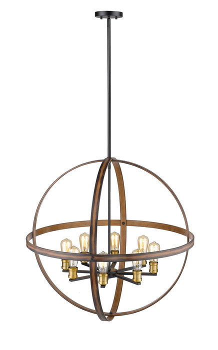 Z-Lite 472B32-RM Kirkland Eight Light Pendant, Rustic Mahogany Alternate Image 3.jpg