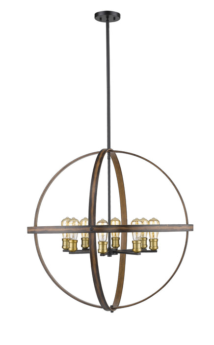 Z-Lite 472B32-RM Kirkland Eight Light Pendant, Rustic Mahogany Main Image.jpg