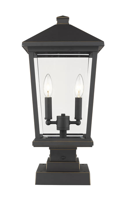 Z-Lite 568PHBS-SQPM-ORB Beacon Two Light Outdoor Pier Mount, Oil Rubbed Bronze Main Image.jpg