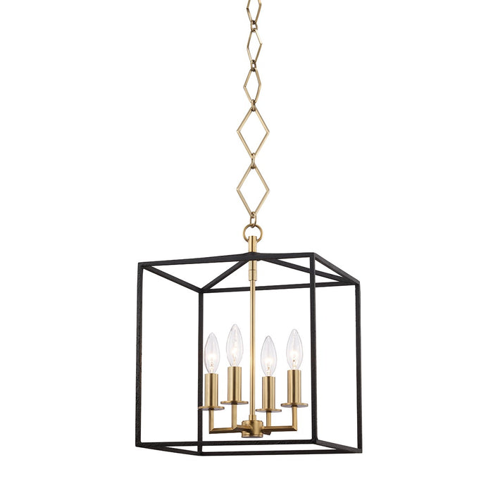 Hudson Valley BKO150-AGB/BK Richie Four Light Pendant, Aged Brass/Black Main Image.jpg