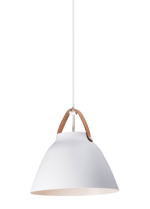 Maxim 11356TNWT Nordic One Light Pendant, Tan Leather / White Main Image.jpg