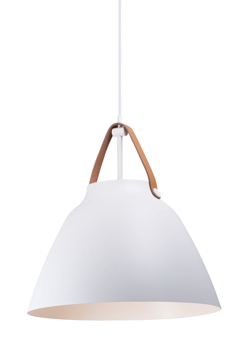 Maxim 11358TNWT Nordic One Light Pendant, Tan Leather / White Main Image.jpg