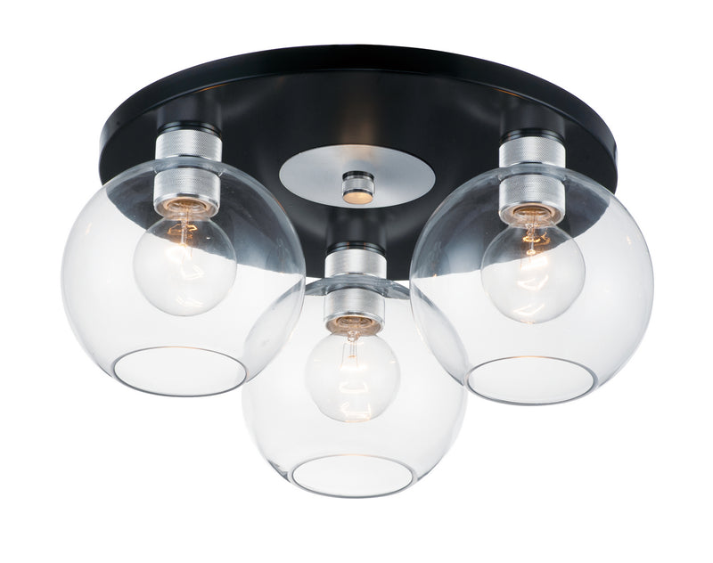 Maxim 21610CLBKAL Vessel Three Light Flush Mount, Black / Brushed Aluminum Main Image.jpg