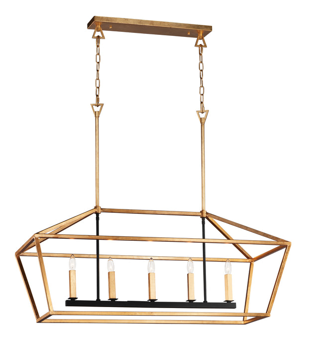 Maxim 25157GLTXB Abode Five Light Linear Chandelier, Gold Leaf / Textured Black Main Image.jpg