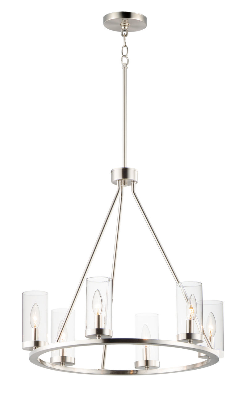 Maxim 25255CLSN Sentinel Six Light Chandelier, Satin Nickel Main Image.jpg