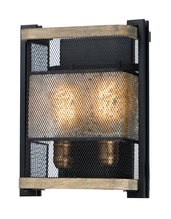 Maxim 27562BKBWAB Boundry Two Light Wall Sconce, Black / Barn Wood / Antique Brass Main Image.jpg