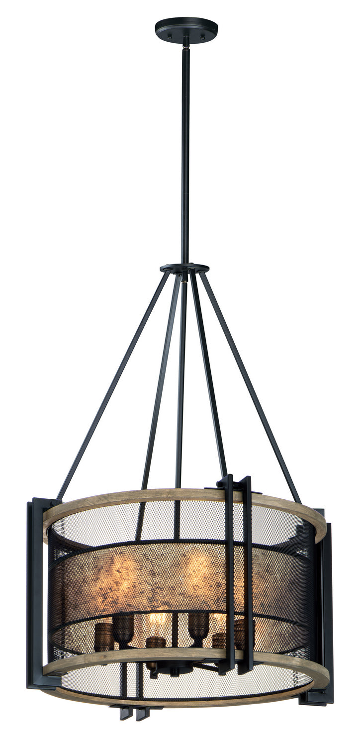 Maxim 27565BKBWAB Boundry Six Light Chandelier, Black / Barn Wood / Antique Brass Main Image.jpg