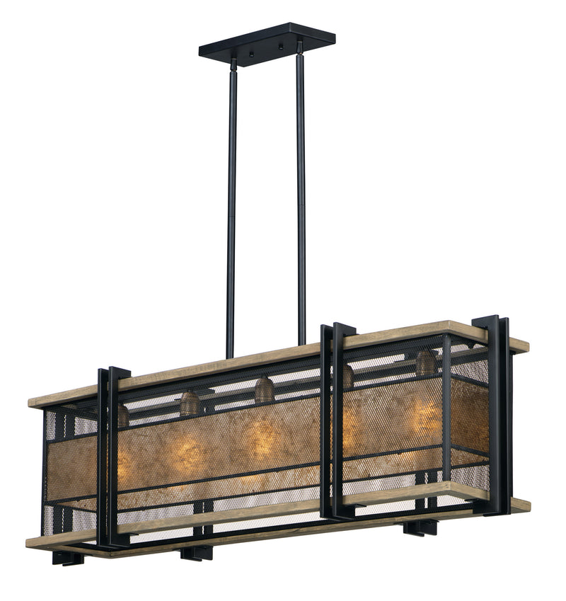 Maxim 27567BKBWAB Boundry Five Light Linear Pendant, Black / Barn Wood / Antique Brass Main Image.jpg