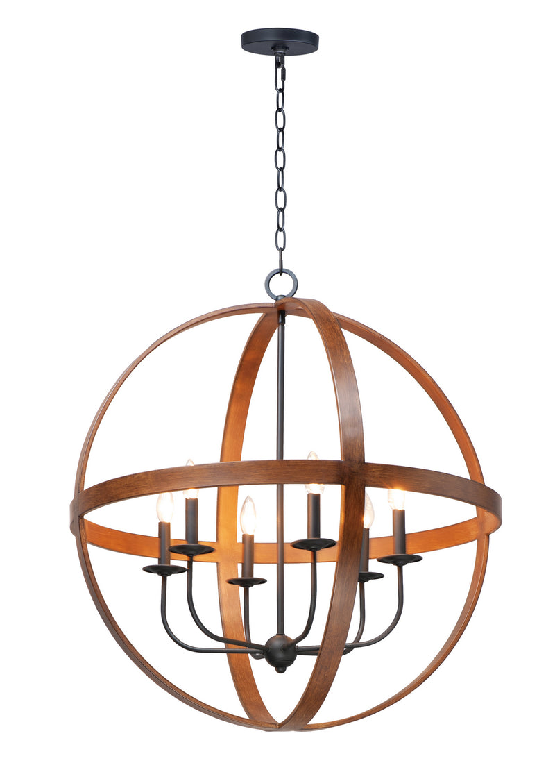Maxim 27576APBK Compass Six Light Pendant, Antique Pecan / Black Main Image.jpg