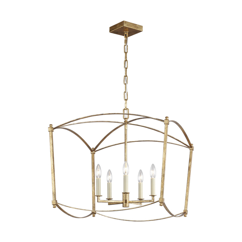 Visual Comfort Studio F3325/5ADB Thayer Five Light Lantern, Antique Gild Main Image.jpg