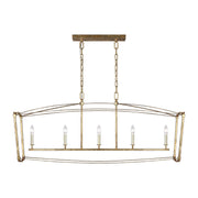 Visual Comfort Studio F3326/5ADB Thayer Five Light Linear Chandelier, Antique Gild Main Image.jpg
