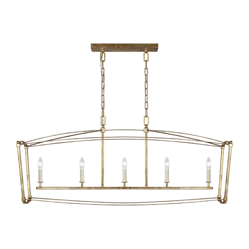 Visual Comfort Studio F3326/5ADB Thayer Five Light Linear Chandelier, Antique Gild Main Image.jpg