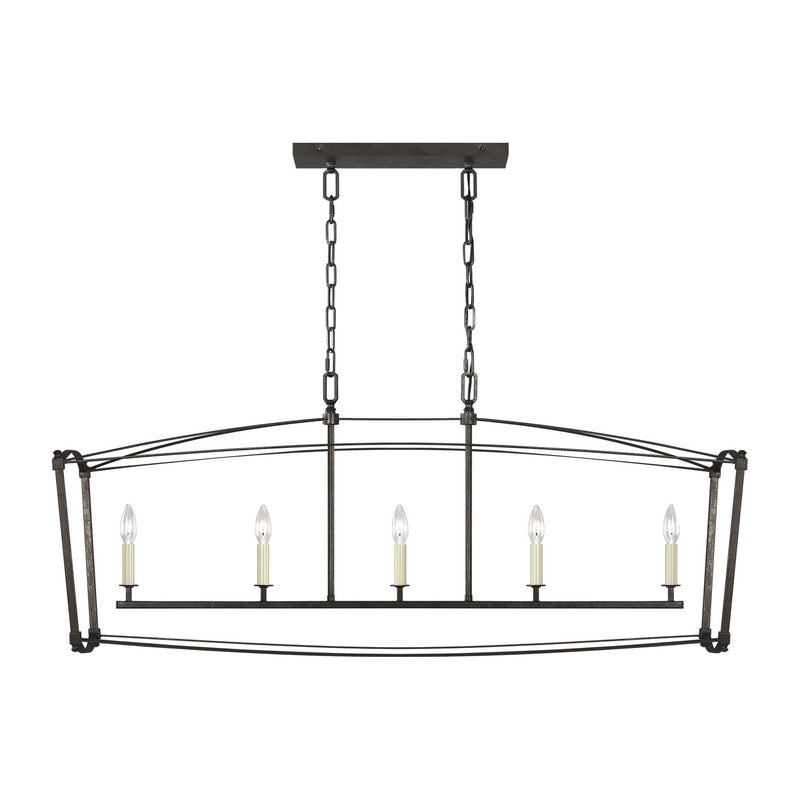 Visual Comfort Studio F3326/5SMS Thayer Five Light Linear Chandelier, Smith Steel Main Image.jpg