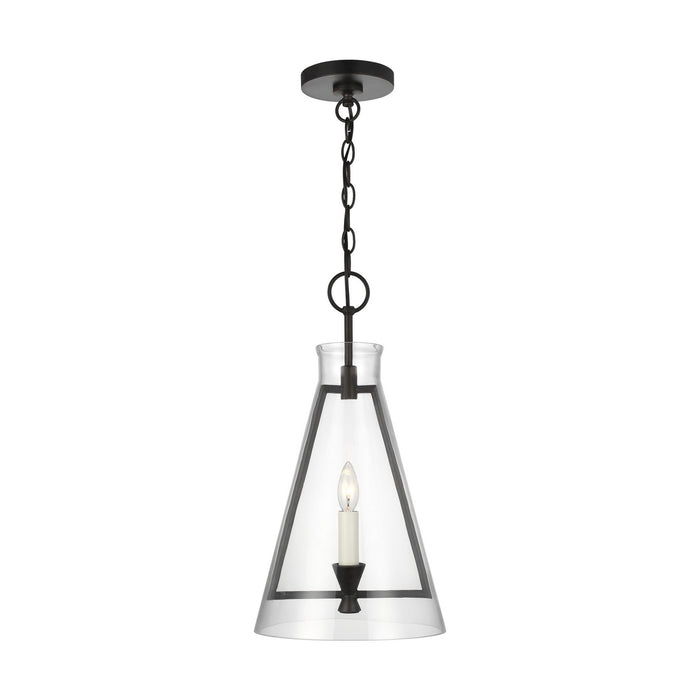 Visual Comfort Studio CP1081AI Keystone One Light Pendant, Aged Iron Main Image.jpg