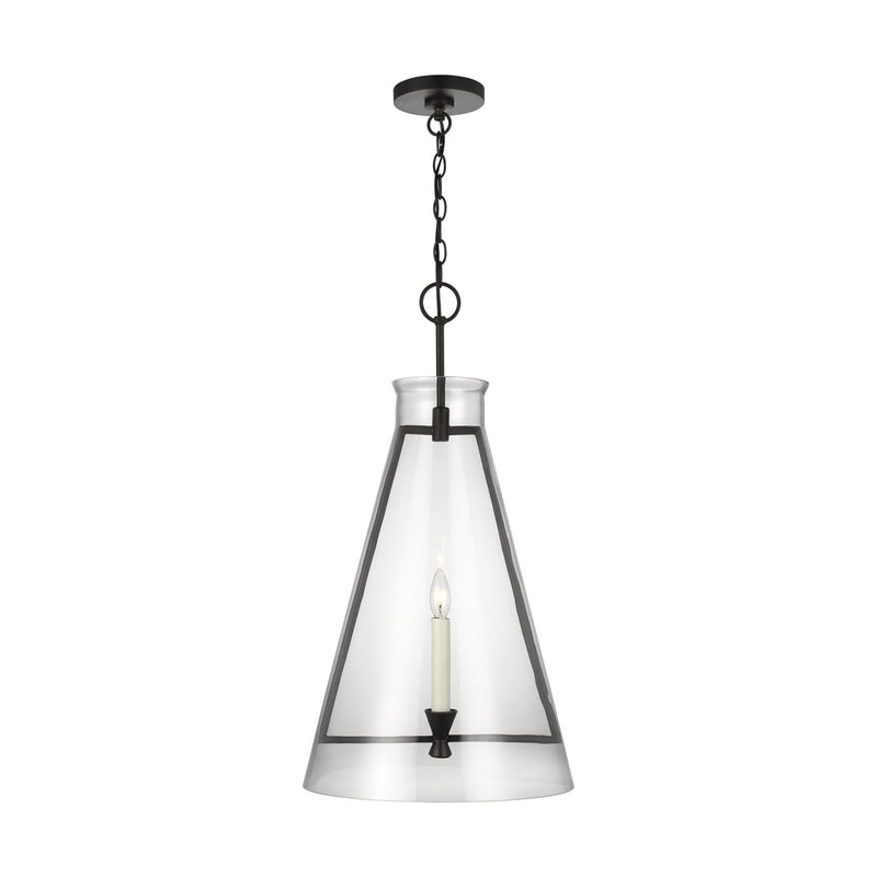 Visual Comfort Studio CP1091AI Keystone One Light Pendant, Aged Iron Main Image.jpg