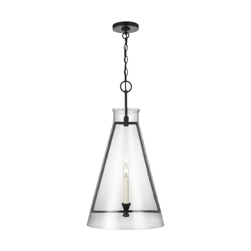 Visual Comfort Studio CP1091AI Keystone One Light Pendant, Aged Iron Main Image.jpg