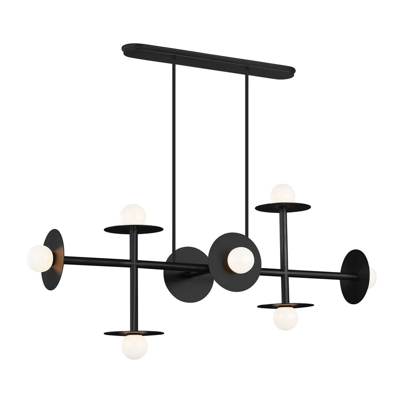 Visual Comfort Studio KC1008MBK Nodes Eight Light Linear Chandelier, Midnight Black Main Image.jpg