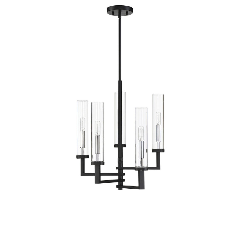Savoy House 1-2135-5-67 Five Light Chandelier, Matte Black w/Polished Chrome (2)
