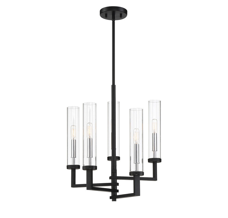 Savoy House 1-2135-5-67 Five Light Chandelier, Matte Black w/Polished Chrome (3)