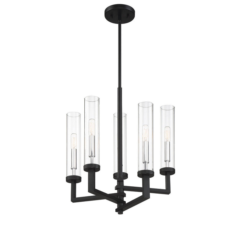 Savoy House 1-2135-5-67 Five Light Chandelier, Matte Black w/Polished Chrome (4)