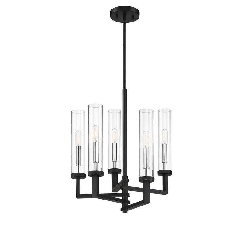 Savoy House 1-2135-5-67 Five Light Chandelier, Matte Black w/Polished Chrome (5)