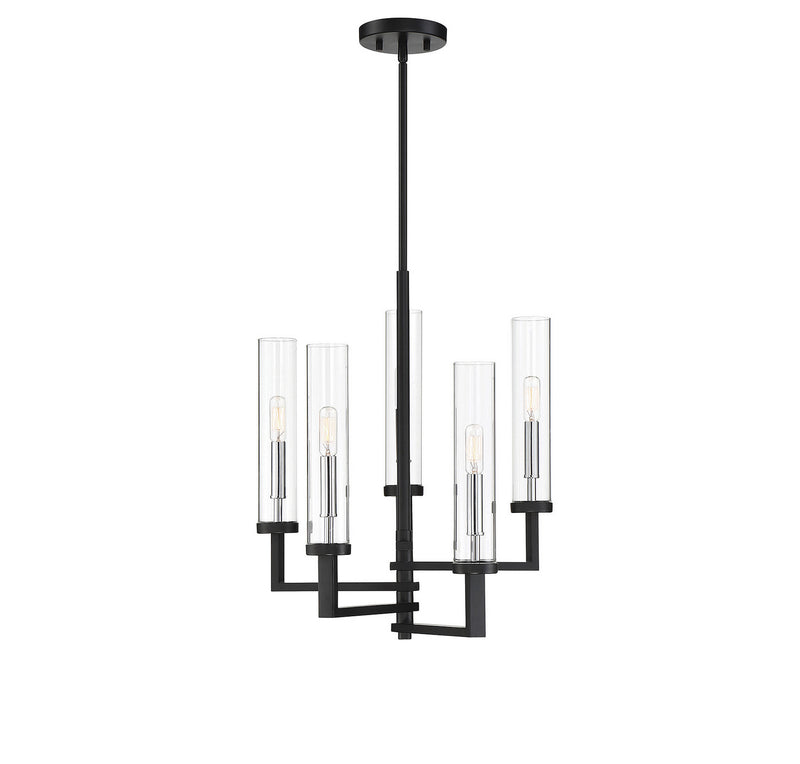 Savoy House 1-2135-5-67 Five Light Chandelier, Matte Black w/Polished Chrome
