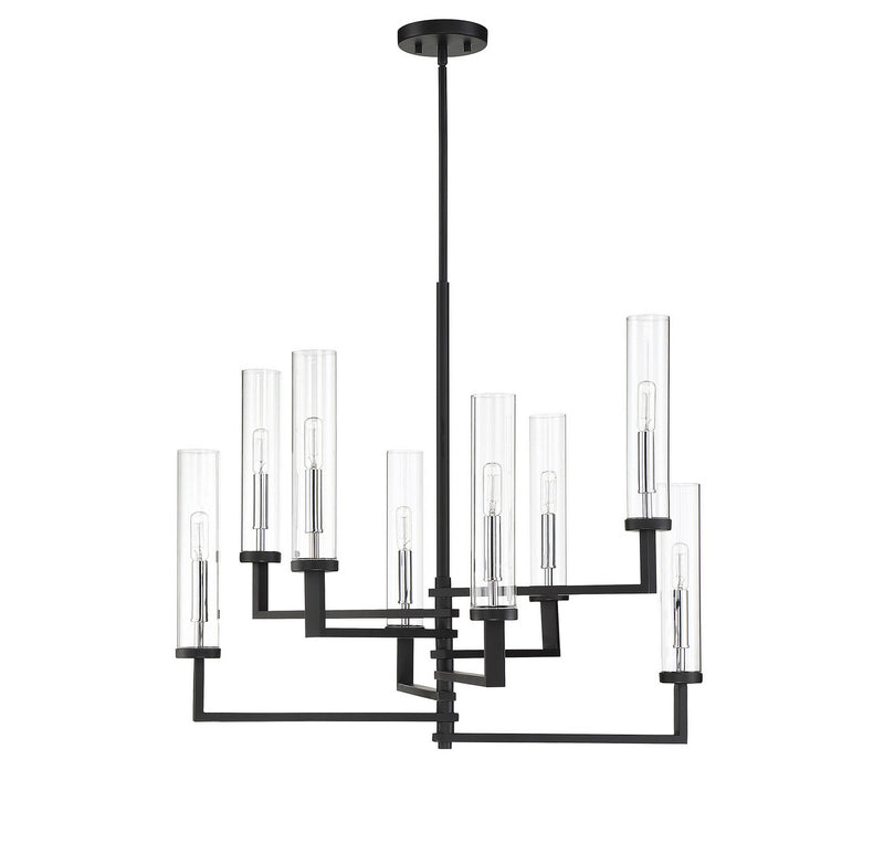 Savoy House 1-2139-8-67 Eight Light Chandelier, Matte Black w/Polished Chrome (2)