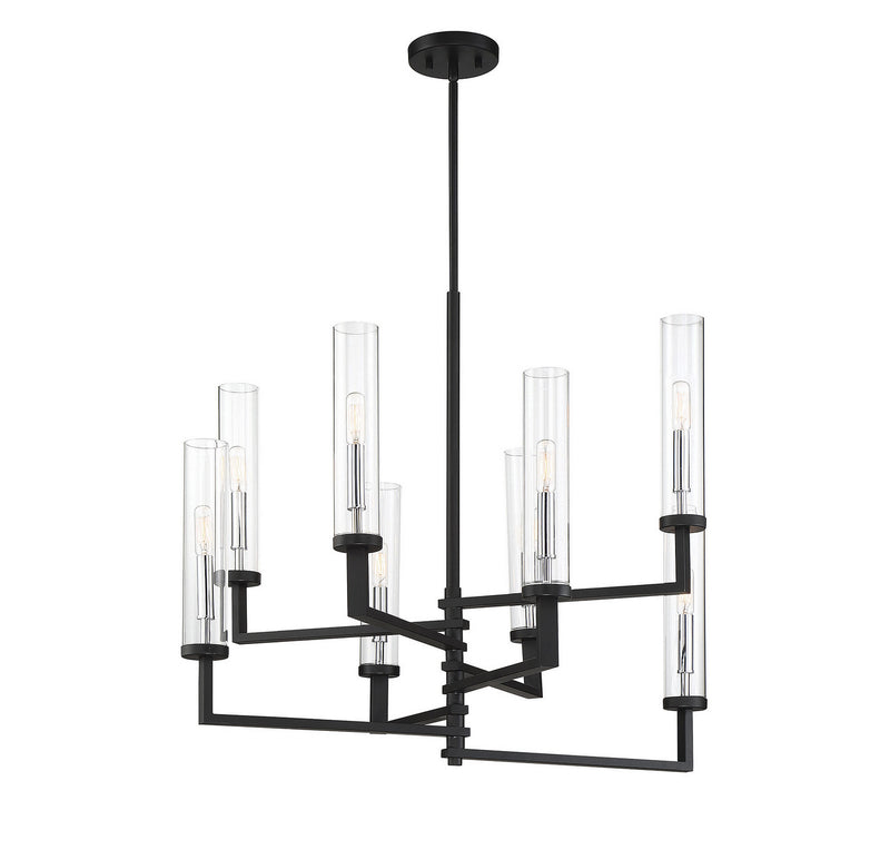 Savoy House 1-2139-8-67 Eight Light Chandelier, Matte Black w/Polished Chrome (3)