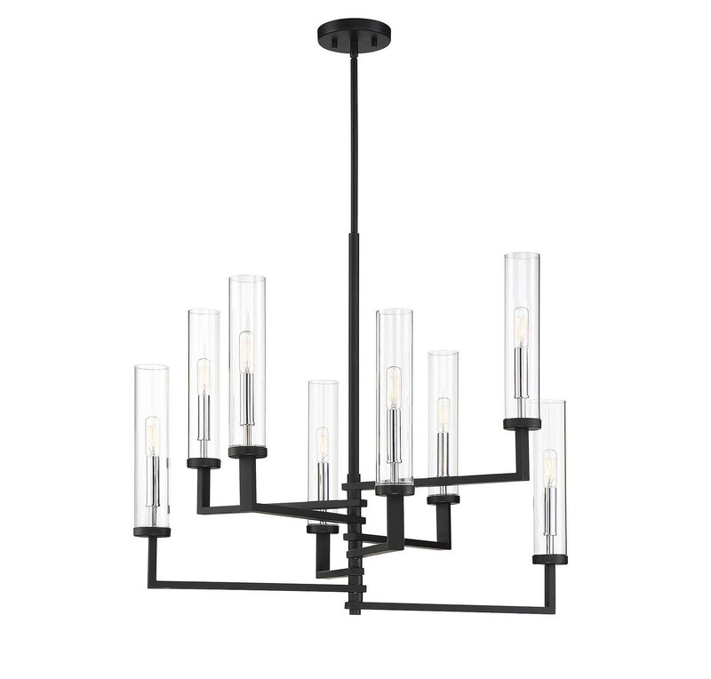Savoy House 1-2139-8-67 Eight Light Chandelier, Matte Black w/Polished Chrome (4)