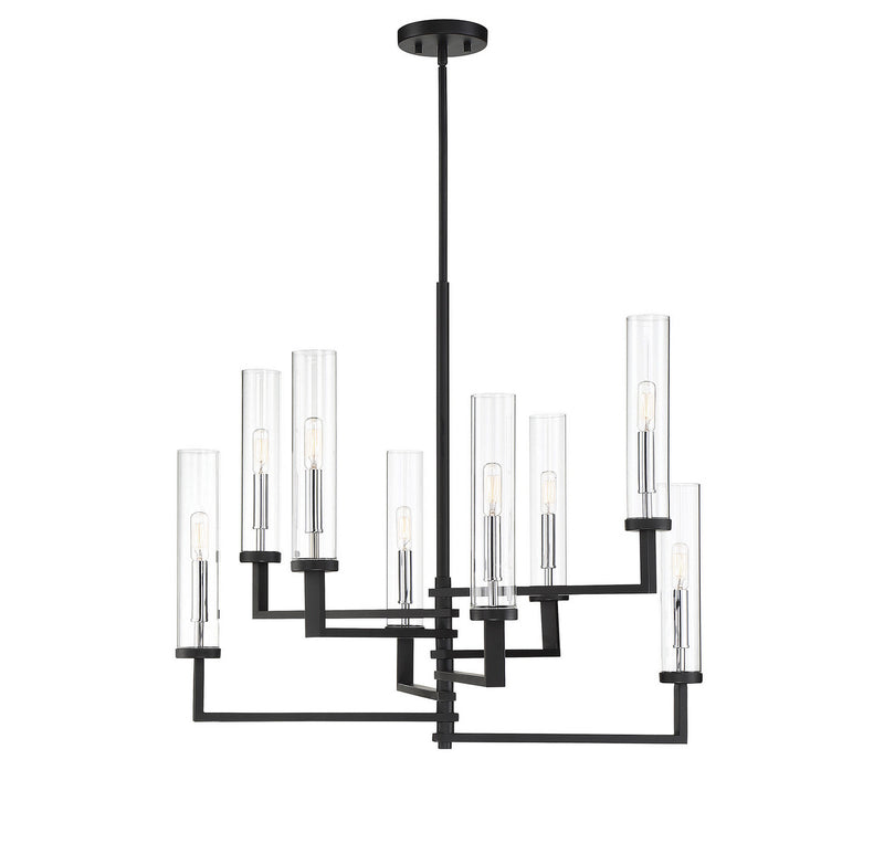 Savoy House 1-2139-8-67 Eight Light Chandelier, Matte Black w/Polished Chrome