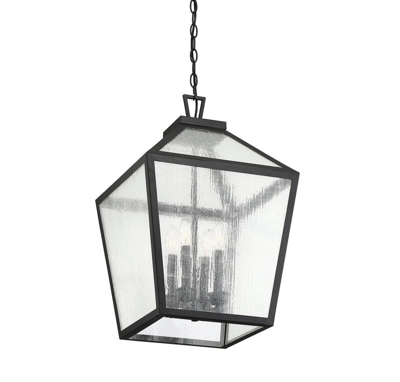 Savoy House 5-104-BK Four Light Outdoor Hanging Lantern, Black (4)