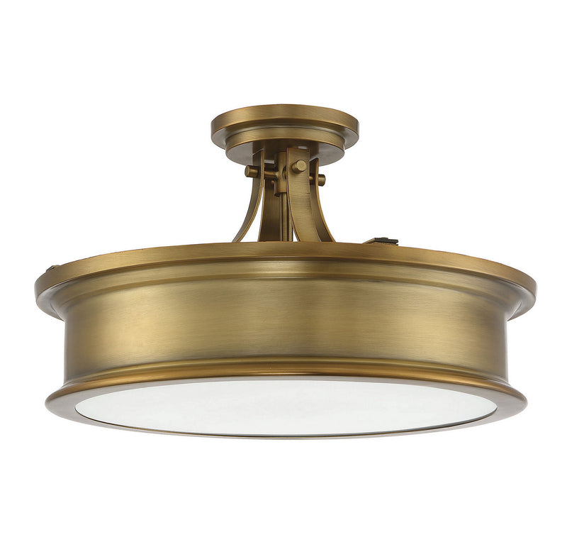 Savoy House 6-134-3-322 Three Light Semi-Flush Mount, Warm Brass (2)