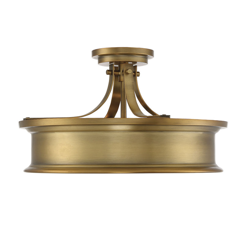 Savoy House 6-134-3-322 Three Light Semi-Flush Mount, Warm Brass (3)