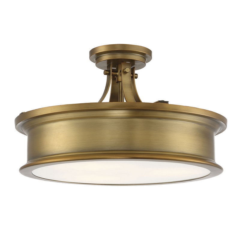 Savoy House 6-134-3-322 Three Light Semi-Flush Mount, Warm Brass