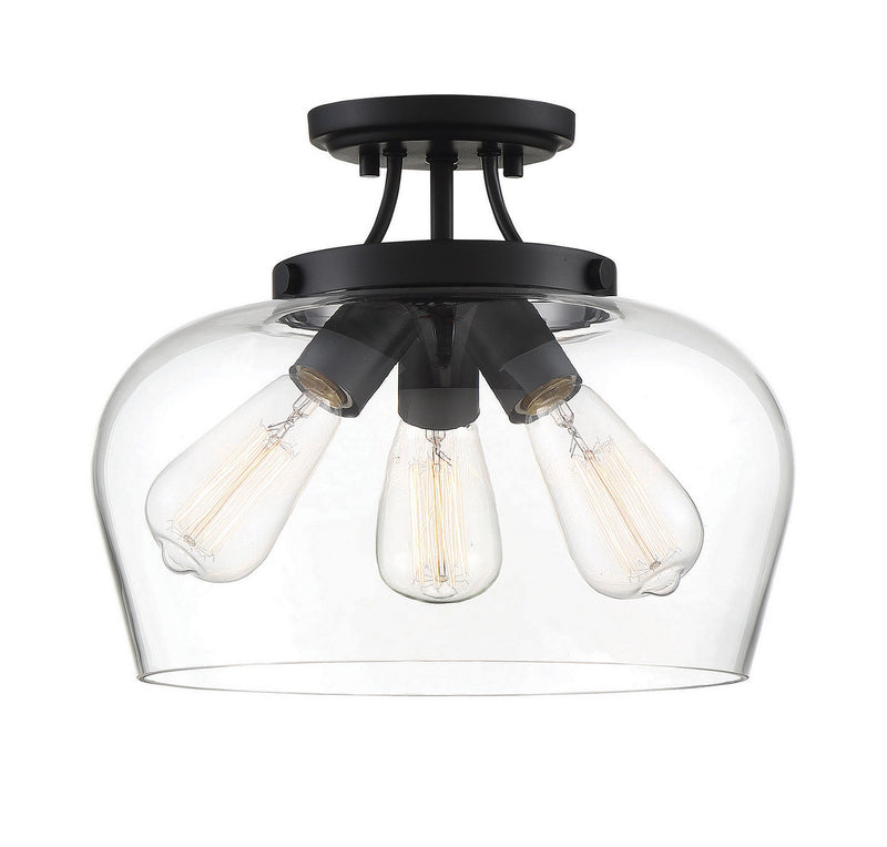 Savoy House 6-4035-3-BK Three Light Semi-Flush Mount, Black (3)