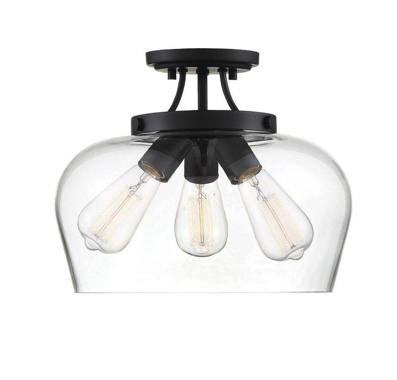 Savoy House 6-4035-3-BK Three Light Semi-Flush Mount, Black