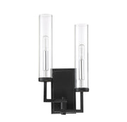 Savoy House 9-2134-2-67 Two Light Wall Sconce, Matte Black w/Polished Chrome (2)