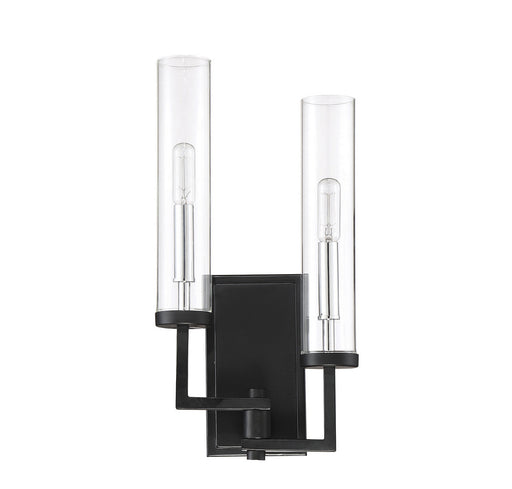 Savoy House 9-2134-2-67 Two Light Wall Sconce, Matte Black w/Polished Chrome (2)